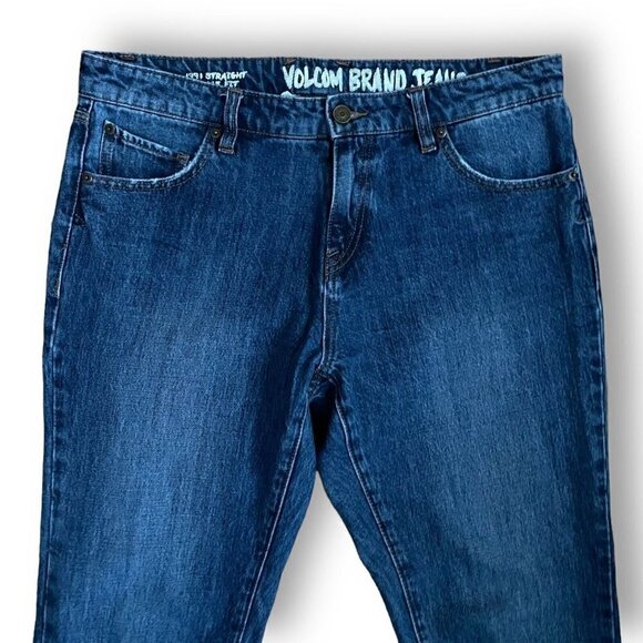 Volcom Womens 1991 Straight Jeans Sz 31 Blue No Stretch Denim Slim Ankle Fit - Picture 6 of 12